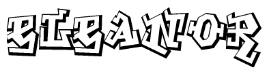 The image is a stylized representation of the letters Eleanor designed to mimic the look of graffiti text. The letters are bold and have a three-dimensional appearance, with emphasis on angles and shadowing effects.