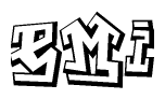 The clipart image depicts the word Emi in a style reminiscent of graffiti. The letters are drawn in a bold, block-like script with sharp angles and a three-dimensional appearance.