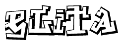 The clipart image depicts the word Elita in a style reminiscent of graffiti. The letters are drawn in a bold, block-like script with sharp angles and a three-dimensional appearance.