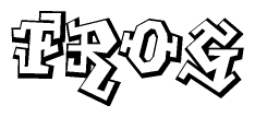 The clipart image features a stylized text in a graffiti font that reads Frog.