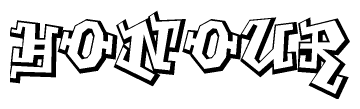 The clipart image features a stylized text in a graffiti font that reads Honour.