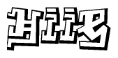 The clipart image depicts the word Hiie in a style reminiscent of graffiti. The letters are drawn in a bold, block-like script with sharp angles and a three-dimensional appearance.