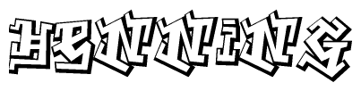 The clipart image depicts the word Henning in a style reminiscent of graffiti. The letters are drawn in a bold, block-like script with sharp angles and a three-dimensional appearance.