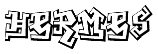 The clipart image features a stylized text in a graffiti font that reads Hermes.