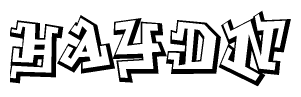 The clipart image depicts the word Haydn in a style reminiscent of graffiti. The letters are drawn in a bold, block-like script with sharp angles and a three-dimensional appearance.