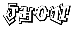 The clipart image depicts the word Jhon in a style reminiscent of graffiti. The letters are drawn in a bold, block-like script with sharp angles and a three-dimensional appearance.