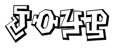 The image is a stylized representation of the letters Joyp designed to mimic the look of graffiti text. The letters are bold and have a three-dimensional appearance, with emphasis on angles and shadowing effects.