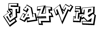 The clipart image depicts the word Jayvie in a style reminiscent of graffiti. The letters are drawn in a bold, block-like script with sharp angles and a three-dimensional appearance.
