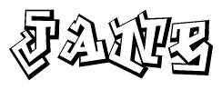 The clipart image features a stylized text in a graffiti font that reads Jane.