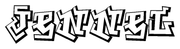The clipart image features a stylized text in a graffiti font that reads Jennel.