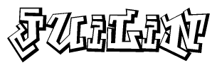 The clipart image depicts the word Juilin in a style reminiscent of graffiti. The letters are drawn in a bold, block-like script with sharp angles and a three-dimensional appearance.