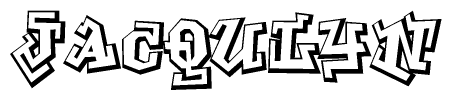The clipart image depicts the word Jacqulyn in a style reminiscent of graffiti. The letters are drawn in a bold, block-like script with sharp angles and a three-dimensional appearance.