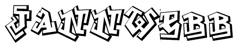 The clipart image depicts the word Jannwebb in a style reminiscent of graffiti. The letters are drawn in a bold, block-like script with sharp angles and a three-dimensional appearance.