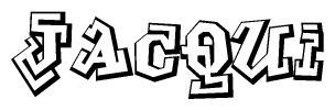 The image is a stylized representation of the letters Jacqui designed to mimic the look of graffiti text. The letters are bold and have a three-dimensional appearance, with emphasis on angles and shadowing effects.