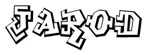 The clipart image depicts the word Jarod in a style reminiscent of graffiti. The letters are drawn in a bold, block-like script with sharp angles and a three-dimensional appearance.