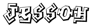 The image is a stylized representation of the letters Jessoh designed to mimic the look of graffiti text. The letters are bold and have a three-dimensional appearance, with emphasis on angles and shadowing effects.