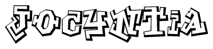 The image is a stylized representation of the letters Jocyntia designed to mimic the look of graffiti text. The letters are bold and have a three-dimensional appearance, with emphasis on angles and shadowing effects.
