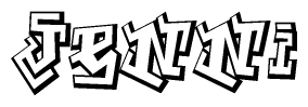 The clipart image depicts the word Jenni in a style reminiscent of graffiti. The letters are drawn in a bold, block-like script with sharp angles and a three-dimensional appearance.