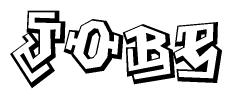 The image is a stylized representation of the letters Jobe designed to mimic the look of graffiti text. The letters are bold and have a three-dimensional appearance, with emphasis on angles and shadowing effects.