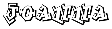 The clipart image depicts the word Joanna in a style reminiscent of graffiti. The letters are drawn in a bold, block-like script with sharp angles and a three-dimensional appearance.