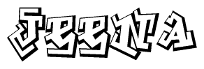 The clipart image depicts the word Jeena in a style reminiscent of graffiti. The letters are drawn in a bold, block-like script with sharp angles and a three-dimensional appearance.