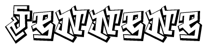 The image is a stylized representation of the letters Jennene designed to mimic the look of graffiti text. The letters are bold and have a three-dimensional appearance, with emphasis on angles and shadowing effects.
