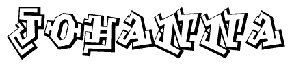 The clipart image depicts the word Johanna in a style reminiscent of graffiti. The letters are drawn in a bold, block-like script with sharp angles and a three-dimensional appearance.