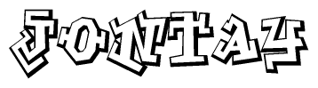 The clipart image depicts the word Jontay in a style reminiscent of graffiti. The letters are drawn in a bold, block-like script with sharp angles and a three-dimensional appearance.