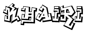 The clipart image depicts the word Khairi in a style reminiscent of graffiti. The letters are drawn in a bold, block-like script with sharp angles and a three-dimensional appearance.