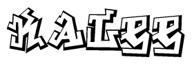 The clipart image depicts the word Kalee in a style reminiscent of graffiti. The letters are drawn in a bold, block-like script with sharp angles and a three-dimensional appearance.