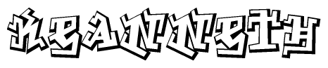 The clipart image depicts the word Keanneth in a style reminiscent of graffiti. The letters are drawn in a bold, block-like script with sharp angles and a three-dimensional appearance.