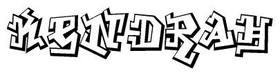 The clipart image depicts the word Kendrah in a style reminiscent of graffiti. The letters are drawn in a bold, block-like script with sharp angles and a three-dimensional appearance.