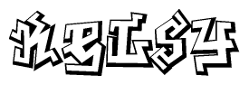 The clipart image features a stylized text in a graffiti font that reads Kelsy.