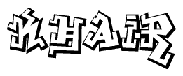 The clipart image depicts the word Khair in a style reminiscent of graffiti. The letters are drawn in a bold, block-like script with sharp angles and a three-dimensional appearance.