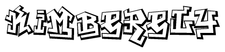 The clipart image depicts the word Kimberely in a style reminiscent of graffiti. The letters are drawn in a bold, block-like script with sharp angles and a three-dimensional appearance.