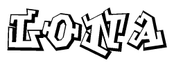 The clipart image depicts the word Lona in a style reminiscent of graffiti. The letters are drawn in a bold, block-like script with sharp angles and a three-dimensional appearance.