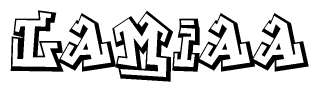 The clipart image features a stylized text in a graffiti font that reads Lamiaa.