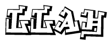 The clipart image depicts the word Llah in a style reminiscent of graffiti. The letters are drawn in a bold, block-like script with sharp angles and a three-dimensional appearance.