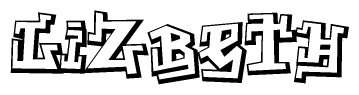 The clipart image features a stylized text in a graffiti font that reads Lizbeth.