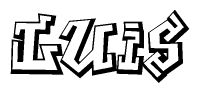The clipart image depicts the word Luis in a style reminiscent of graffiti. The letters are drawn in a bold, block-like script with sharp angles and a three-dimensional appearance.