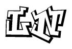 The image is a stylized representation of the letters Ln designed to mimic the look of graffiti text. The letters are bold and have a three-dimensional appearance, with emphasis on angles and shadowing effects.