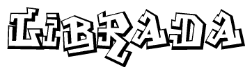 The clipart image depicts the word Librada in a style reminiscent of graffiti. The letters are drawn in a bold, block-like script with sharp angles and a three-dimensional appearance.