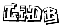 The clipart image depicts the word Lidb in a style reminiscent of graffiti. The letters are drawn in a bold, block-like script with sharp angles and a three-dimensional appearance.