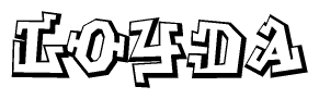 The clipart image depicts the word Loyda in a style reminiscent of graffiti. The letters are drawn in a bold, block-like script with sharp angles and a three-dimensional appearance.