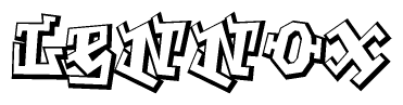 The clipart image depicts the word Lennox in a style reminiscent of graffiti. The letters are drawn in a bold, block-like script with sharp angles and a three-dimensional appearance.