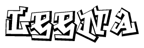 The clipart image depicts the word Leena in a style reminiscent of graffiti. The letters are drawn in a bold, block-like script with sharp angles and a three-dimensional appearance.