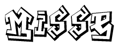 The clipart image depicts the word Misse in a style reminiscent of graffiti. The letters are drawn in a bold, block-like script with sharp angles and a three-dimensional appearance.