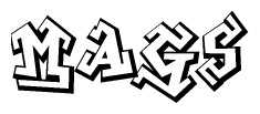 The clipart image depicts the word Mags in a style reminiscent of graffiti. The letters are drawn in a bold, block-like script with sharp angles and a three-dimensional appearance.