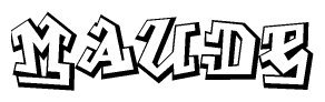 The clipart image depicts the word Maude in a style reminiscent of graffiti. The letters are drawn in a bold, block-like script with sharp angles and a three-dimensional appearance.