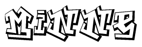 The clipart image depicts the word Minne in a style reminiscent of graffiti. The letters are drawn in a bold, block-like script with sharp angles and a three-dimensional appearance.